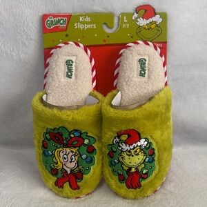 The Grinch Kids' Plush Green Slip-On Slippers